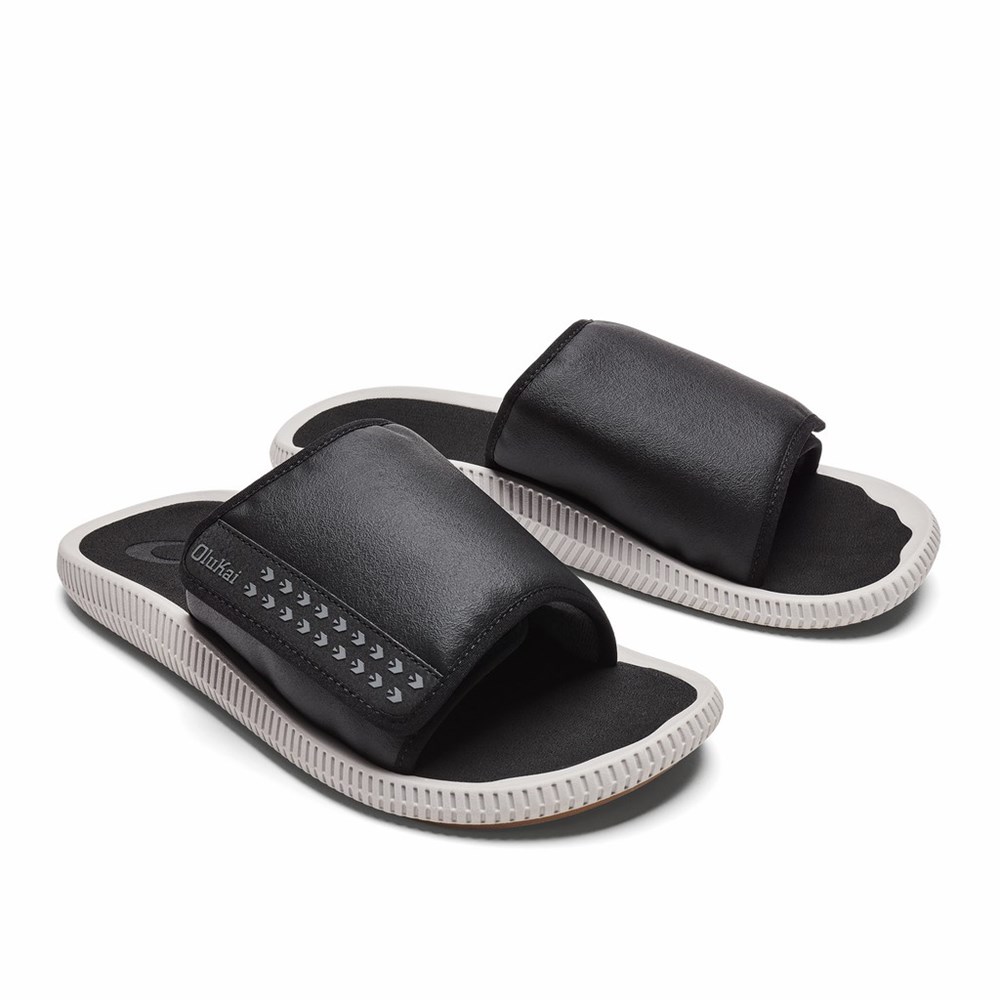 Black OluKai Ulele ‘Olu Men's Sandals | 97561-KXWB