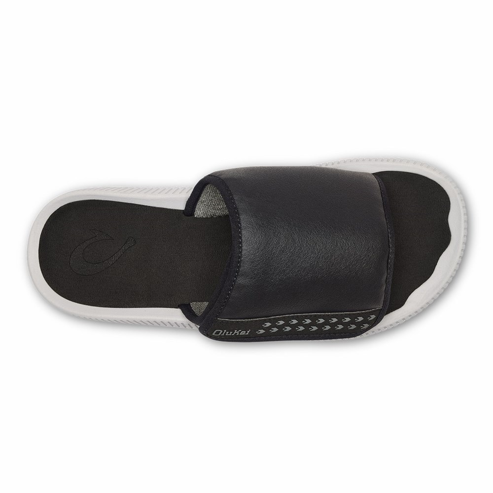 Black OluKai Ulele ‘Olu Men's Sandals | 97561-KXWB