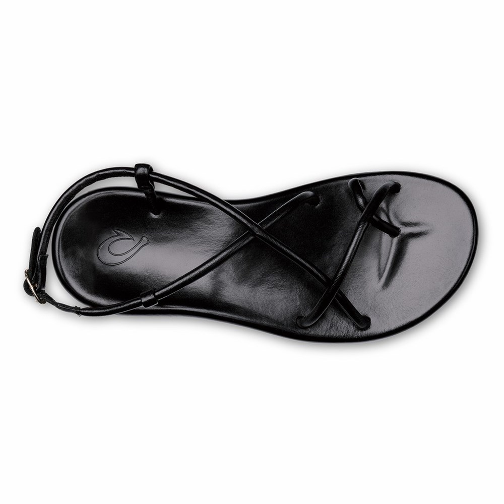 Black OluKai Waiau Women's Sandals | 40215-DOGL