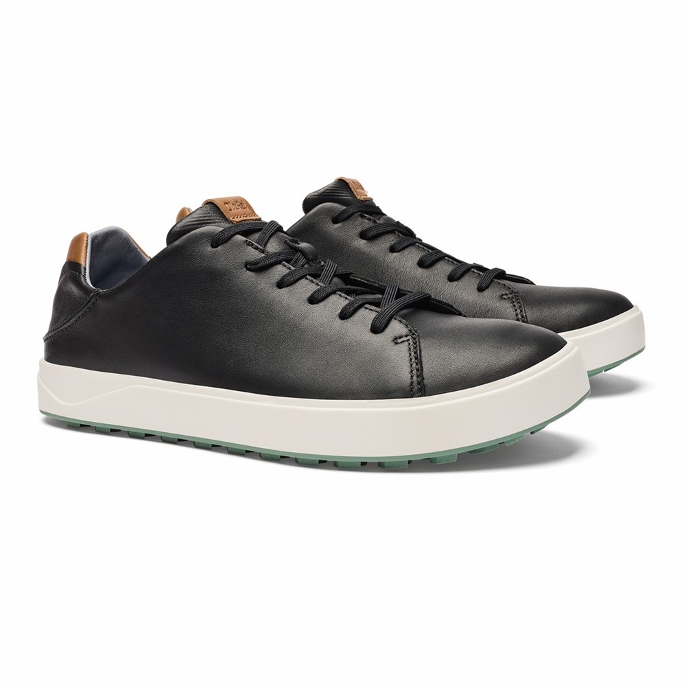 Black OluKai Wai‘alae Men's Golf Shoes | 85069-NLQF