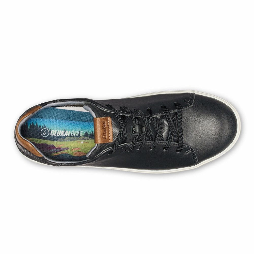 Black OluKai Wai‘alae Men's Golf Shoes | 85069-NLQF