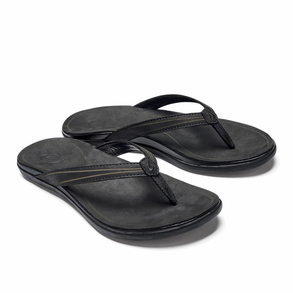 Black OluKai ‘Aukai Women's Sandals | 94836-ZYFL