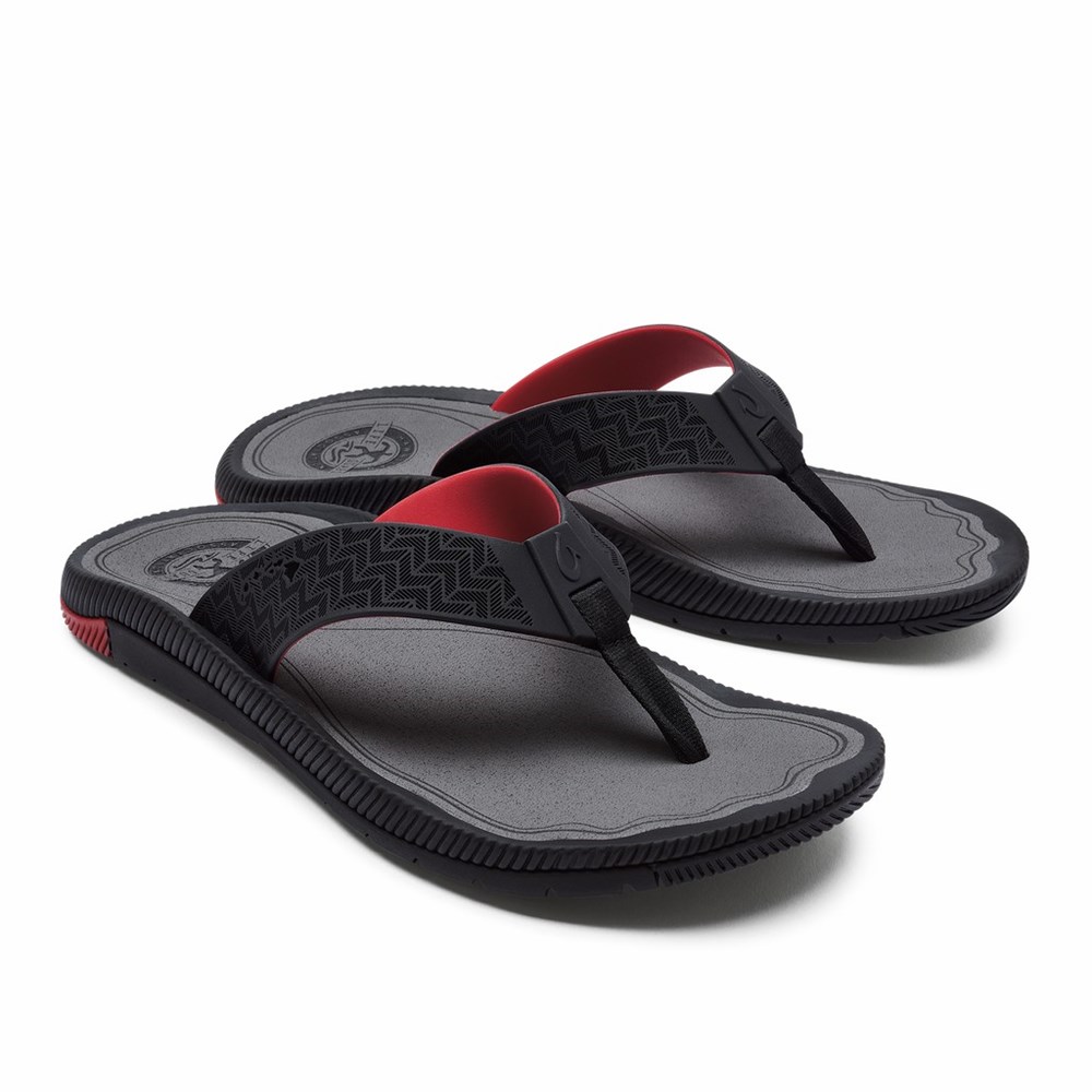 Black OluKai ‘Awiki Men's Sandals | 25647-RGBA