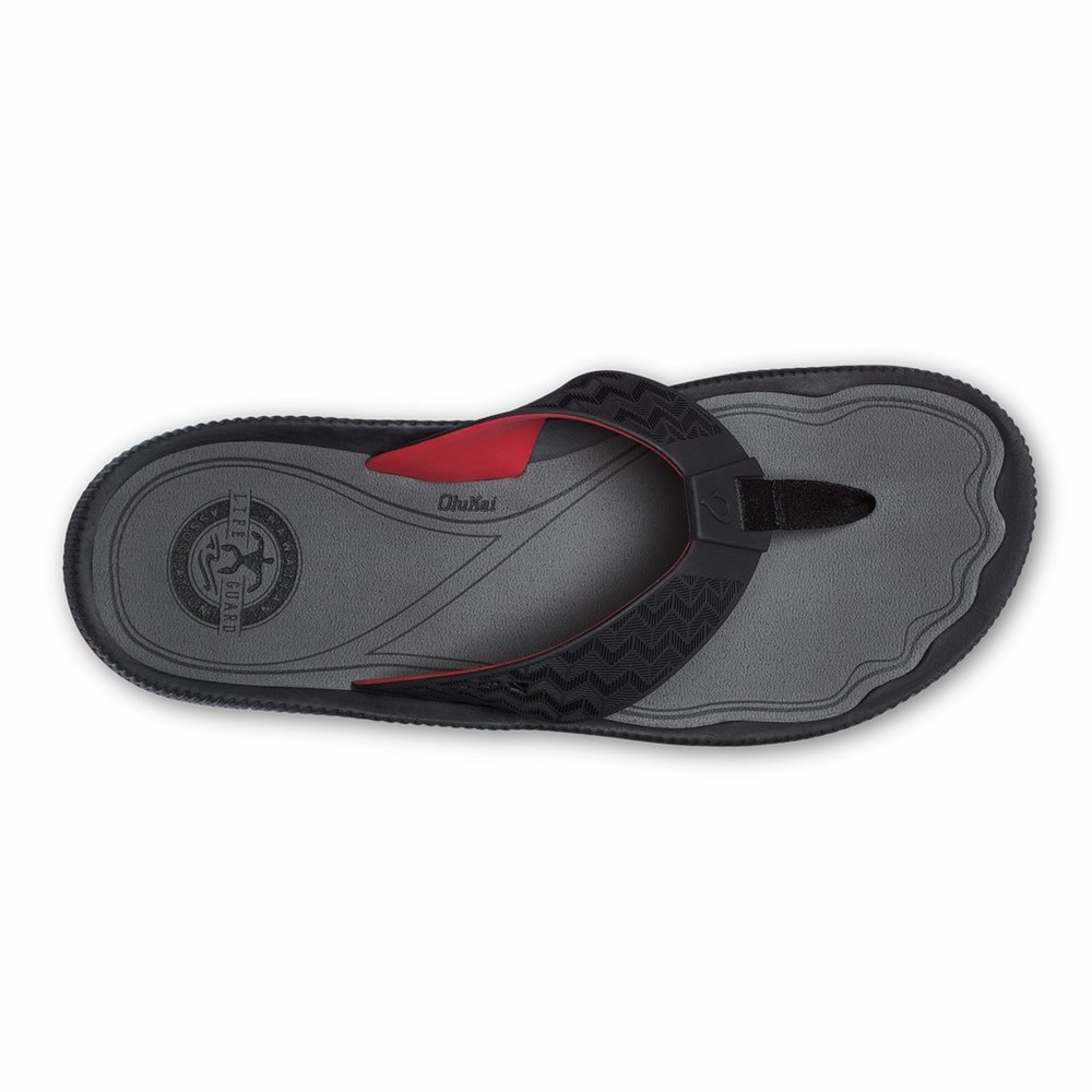 Black OluKai ‘Awiki Men's Sandals | 25647-RGBA