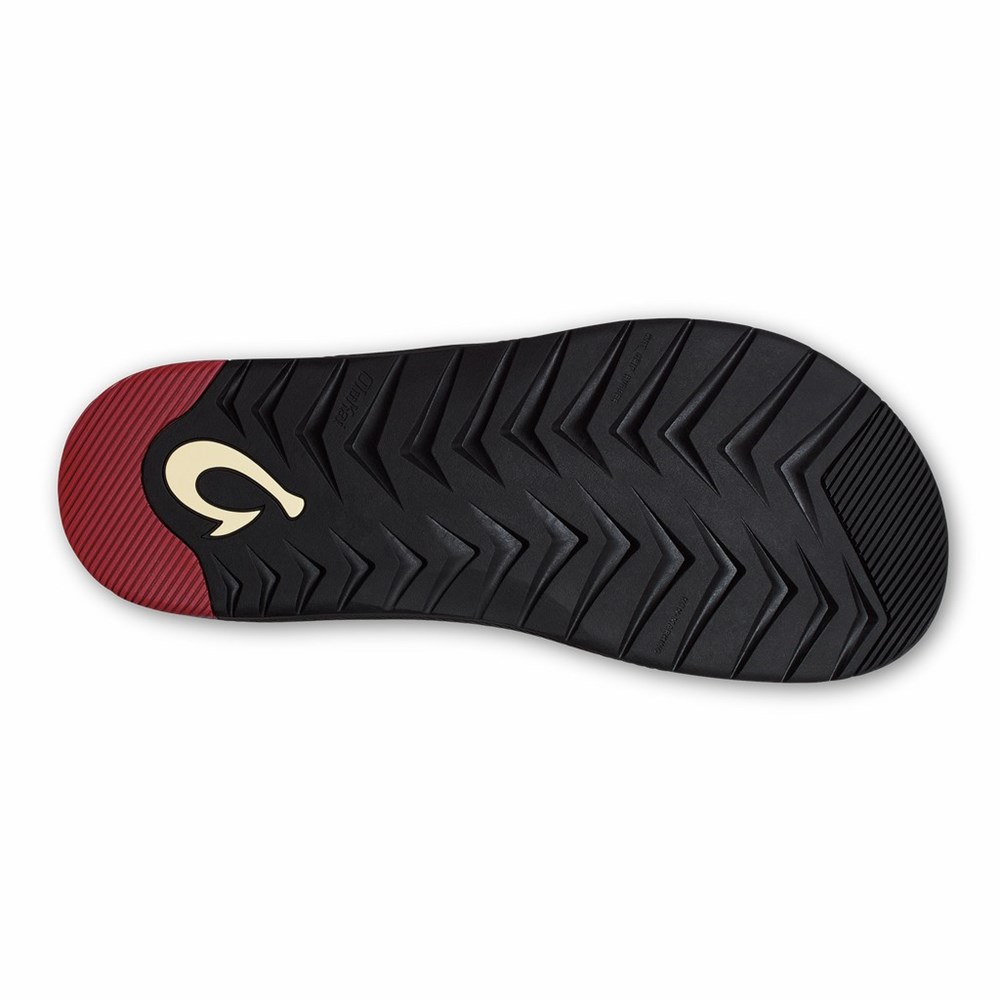 Black OluKai ‘Awiki Men's Sandals | 25647-RGBA