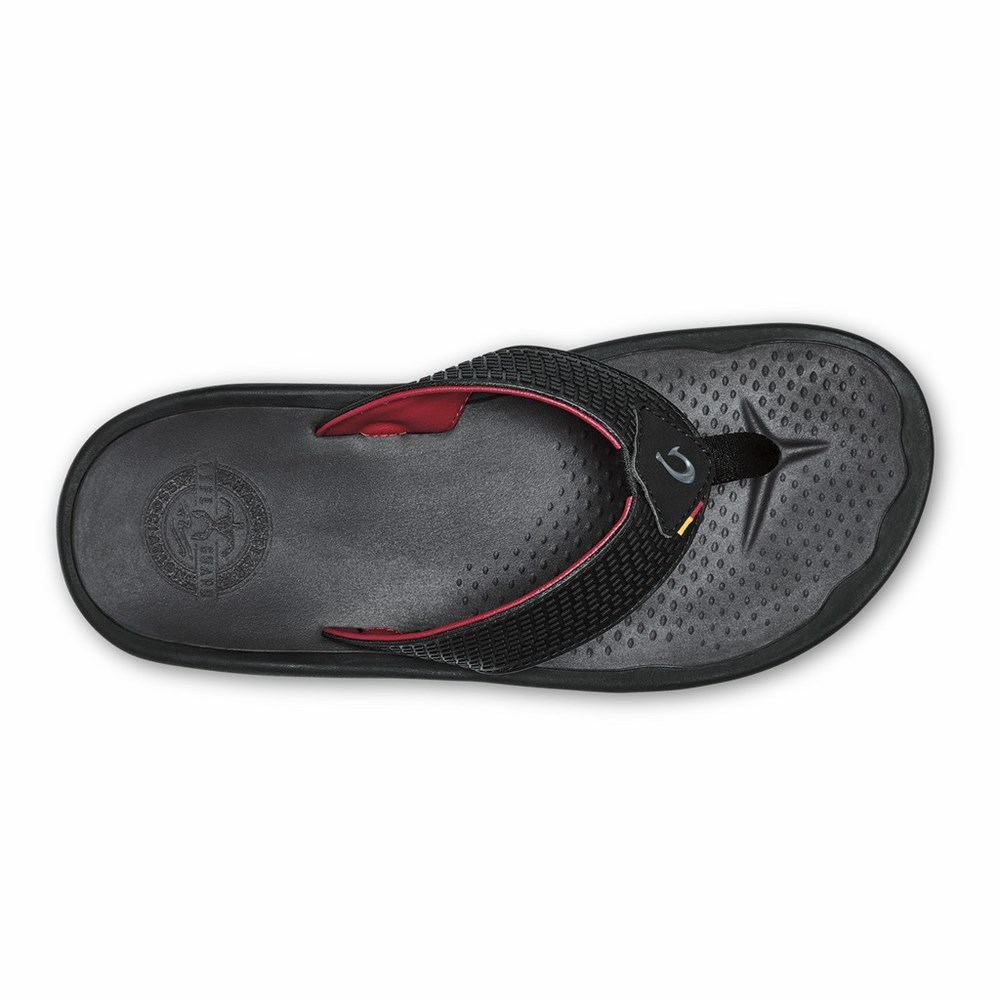 Black OluKai ‘Imaka Men's Sandals | 52461-HUFJ