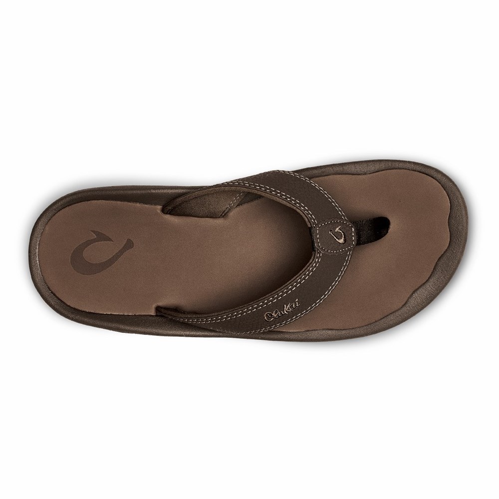 Black OluKai ‘Ohana Men's Sandals | 36917-CRAS