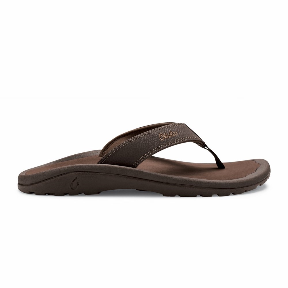 Black OluKai ‘Ohana Men\'s Sandals | 36917-CRAS