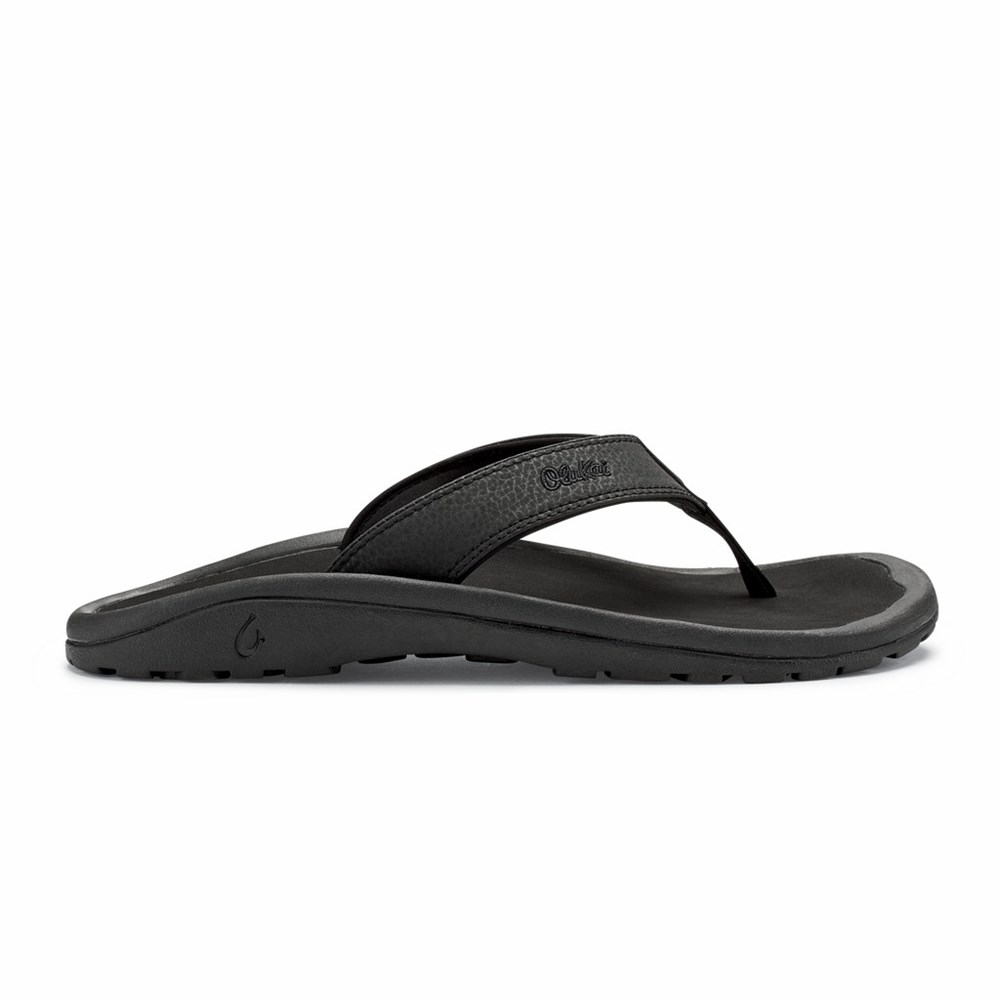 Black OluKai ‘Ohana Men\'s Sandals | 67109-YILO