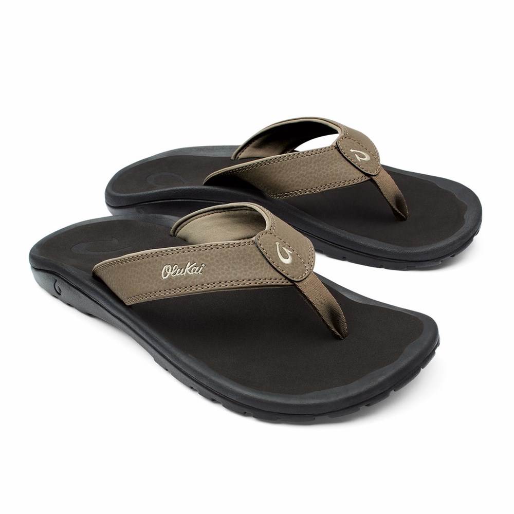 Black OluKai ‘Ohana Men's Sandals | 91258-ORMI