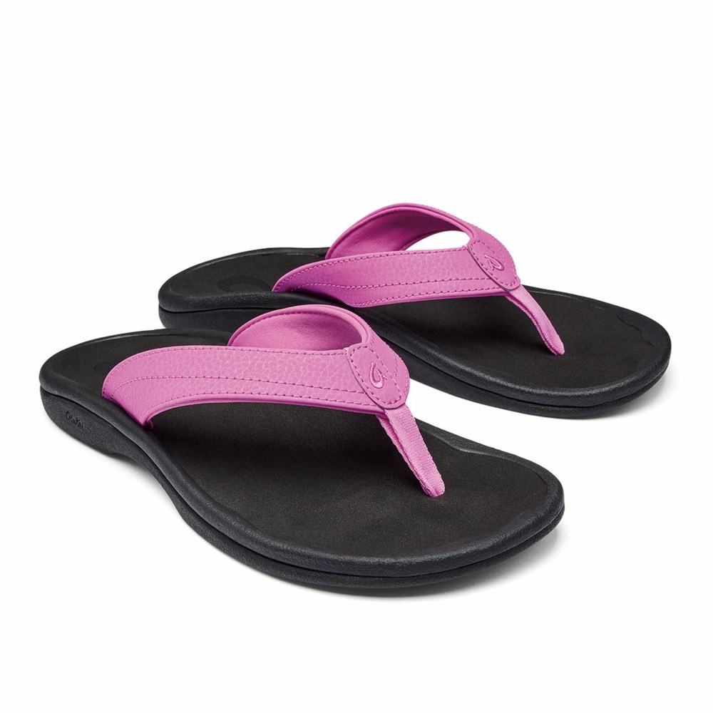 Black OluKai ‘Ohana Women's Sandals | 63809-VUCN