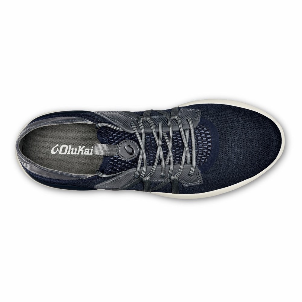 Blue / Grey OluKai Mio Lī Men's Sneakers | 07619-FMDX