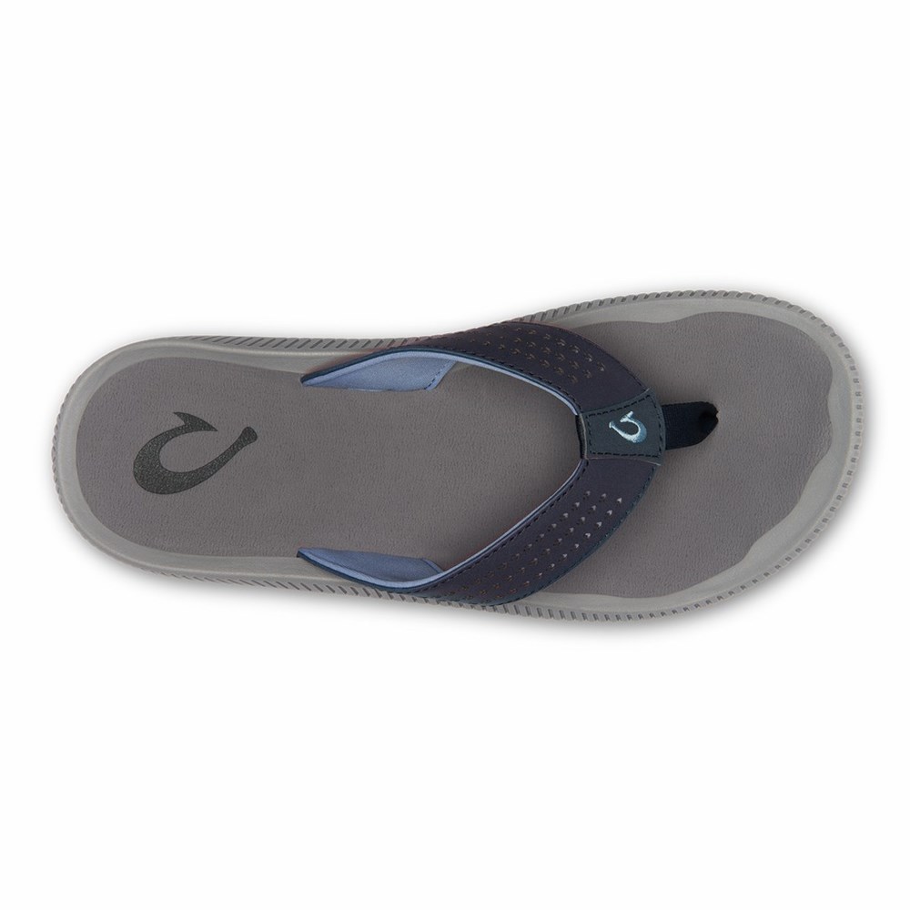 Blue / Grey OluKai Ulele Men's Sandals | 68529-OBLS