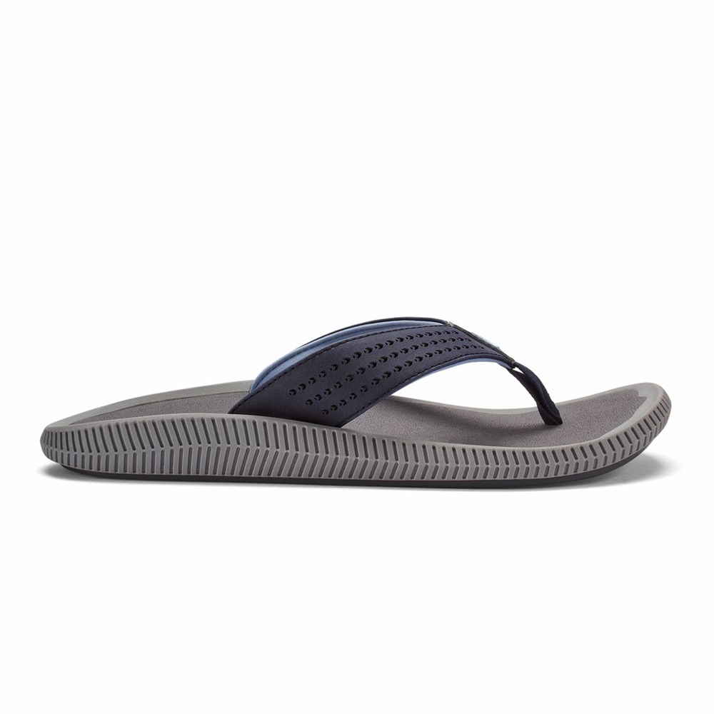 Blue / Grey OluKai Ulele Men\'s Sandals | 68529-OBLS