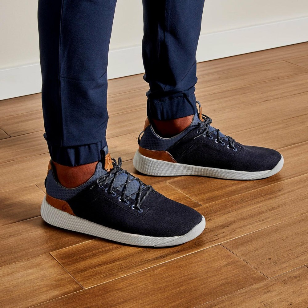 Blue / Indigo OluKai Nanea Lī Men's Sneakers | 40273-GUAZ