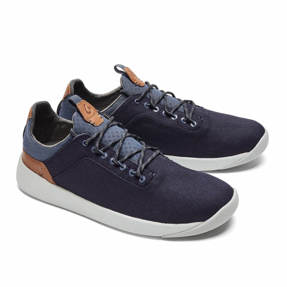 Blue / Indigo OluKai Nanea Lī Men's Sneakers | 40273-GUAZ