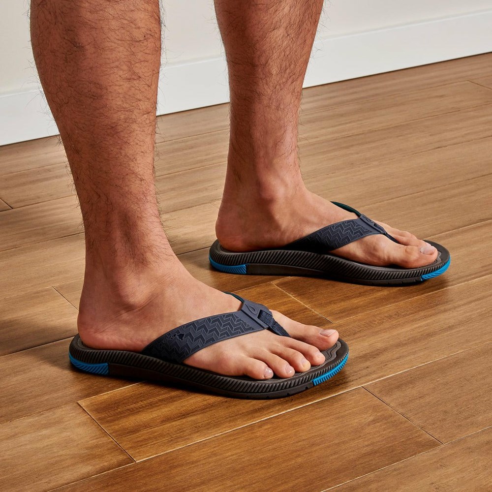 Blue OluKai ‘Awiki Men's Sandals | 52087-CGEM