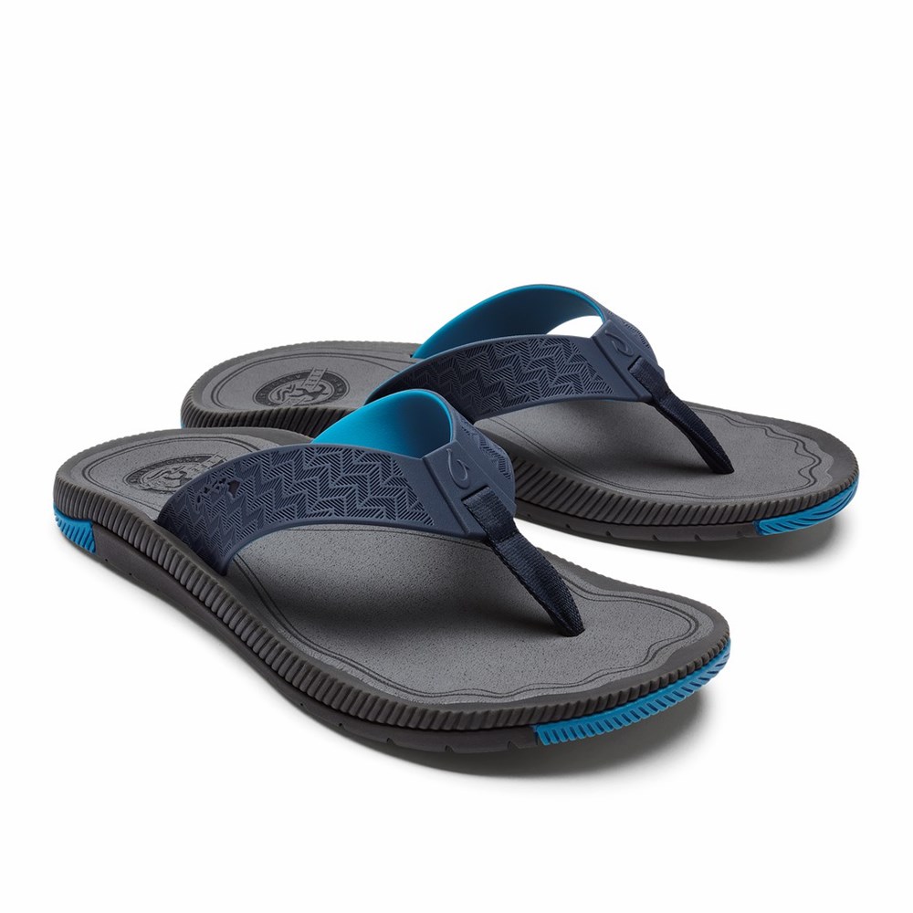 Blue OluKai ‘Awiki Men's Sandals | 52087-CGEM