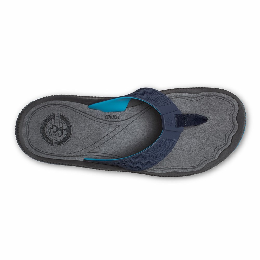 Blue OluKai ‘Awiki Men's Sandals | 52087-CGEM