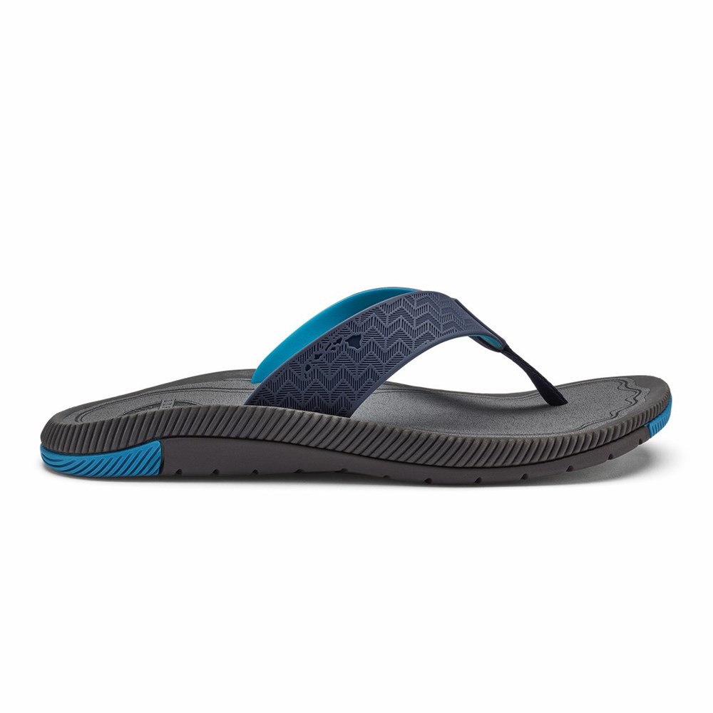 Blue OluKai ‘Awiki Men\'s Sandals | 52087-CGEM