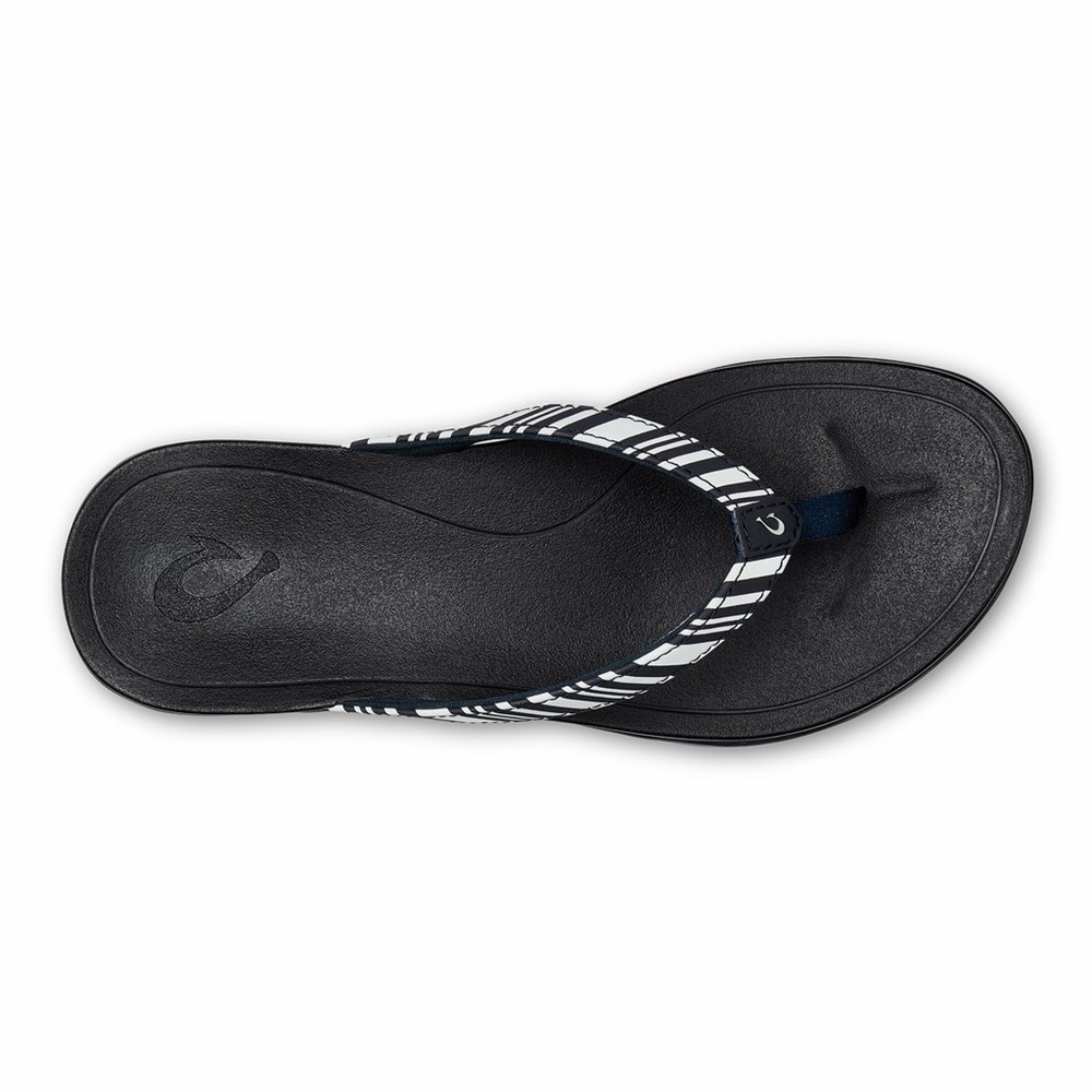 Blue / Stripes OluKai Ho‘ōpio Women's Sandals | 07948-ISZE