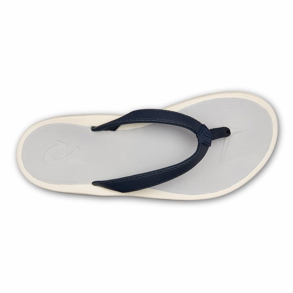 Blue / White Grey OluKai Pī‘oe Women's Sandals | 70491-XIUP