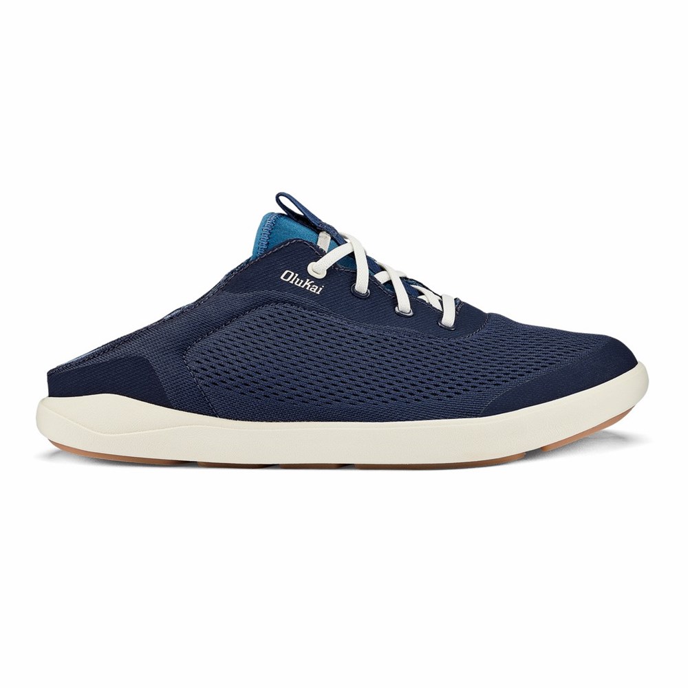 Blue / White OluKai Moku Pae Men's Sneakers | 52794-XEIM