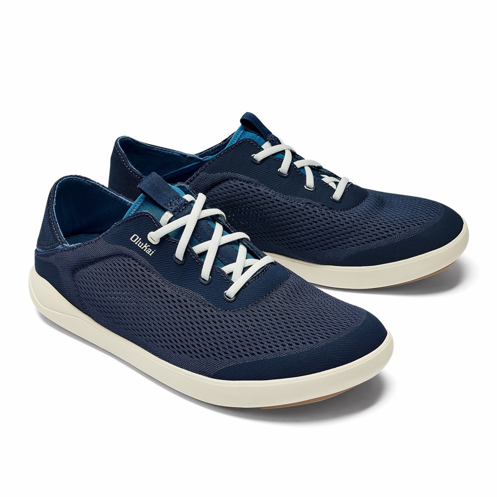 Blue / White OluKai Moku Pae Men's Sneakers | 52794-XEIM