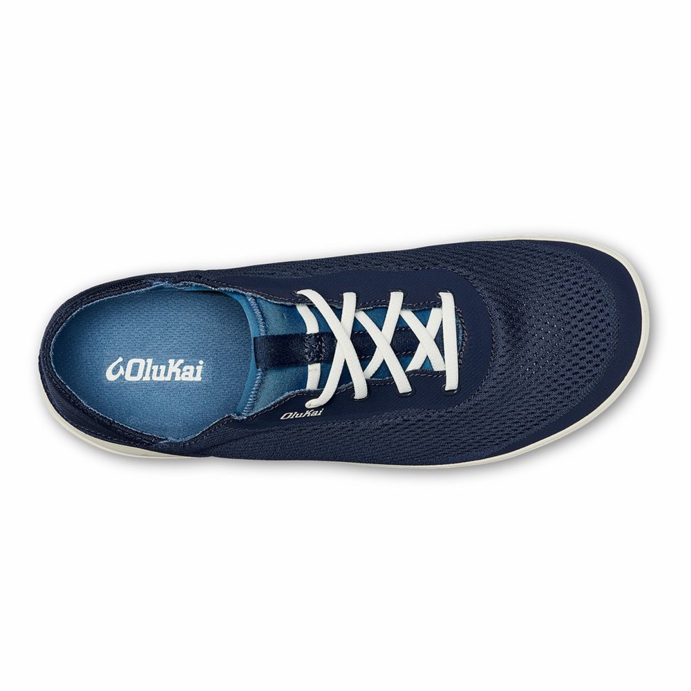 Blue / White OluKai Moku Pae Men's Sneakers | 52794-XEIM