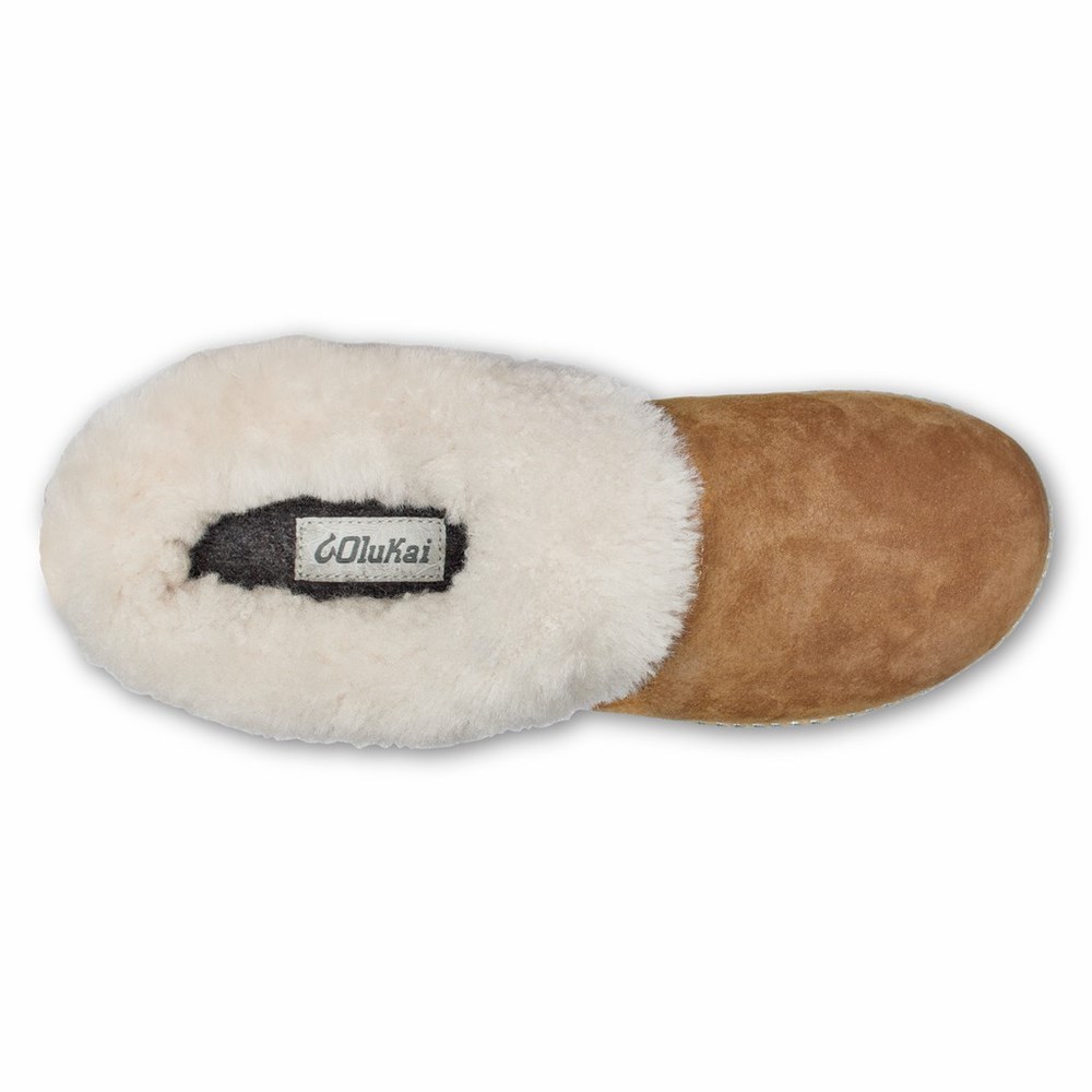 Brown / Beige OluKai Ku‘i Women's Slippers | 07682-LCQB