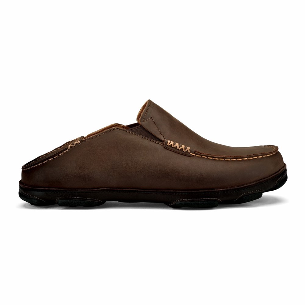 Brown / Dark OluKai Moloā Men's Sneakers | 90874-VKJN