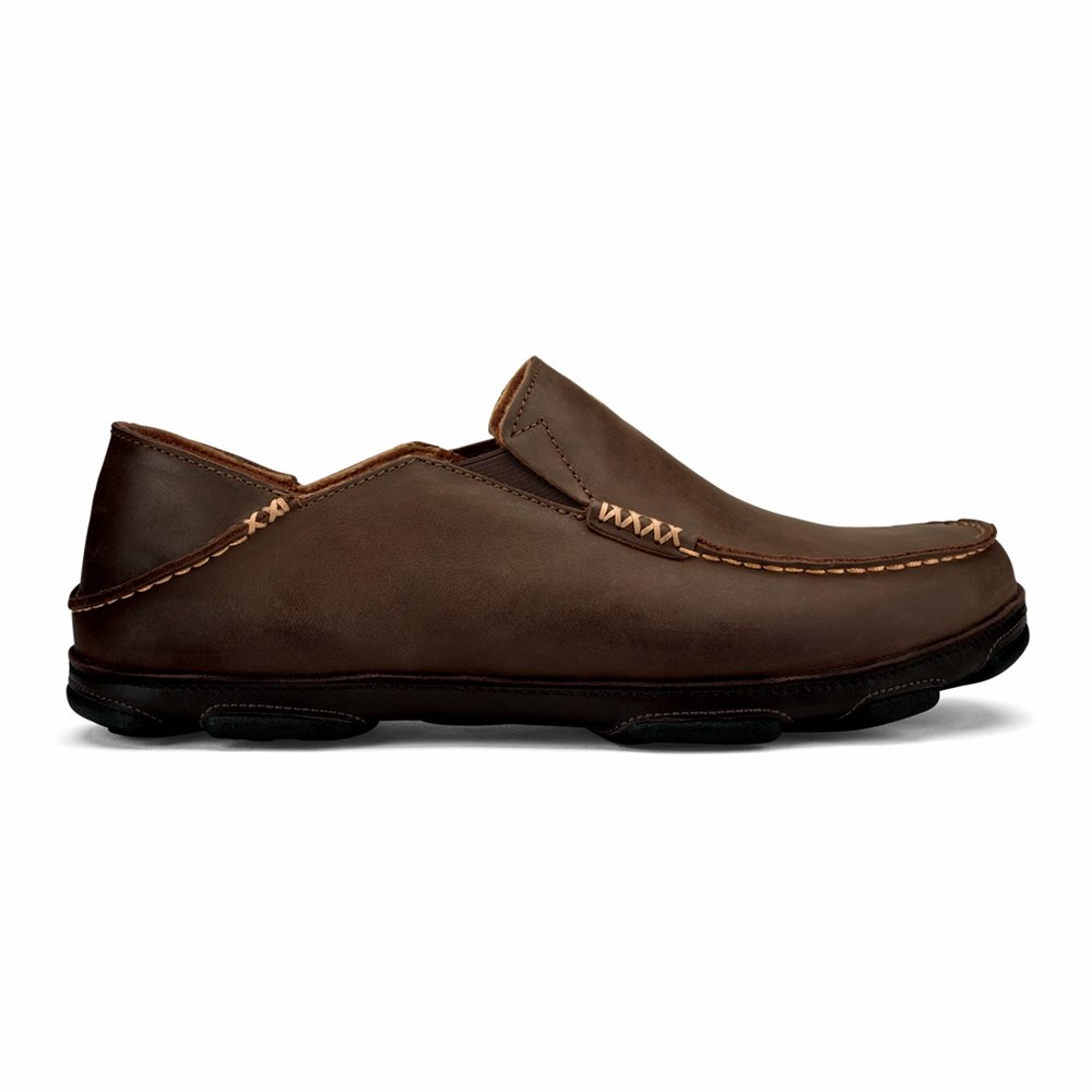 Brown / Dark OluKai Moloā Men\'s Sneakers | 90874-VKJN