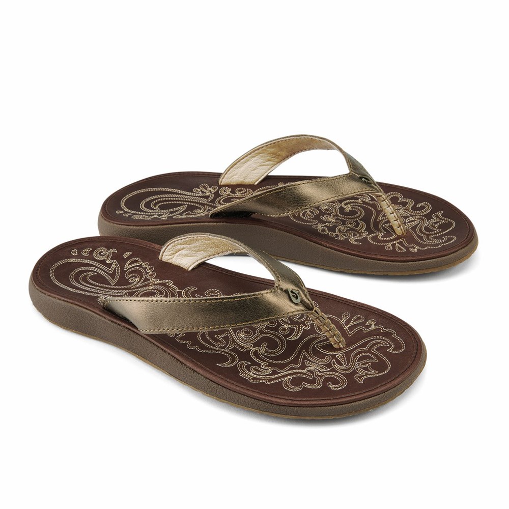 Brown / Dark OluKai Paniolo Women's Sandals | 14526-BQCY