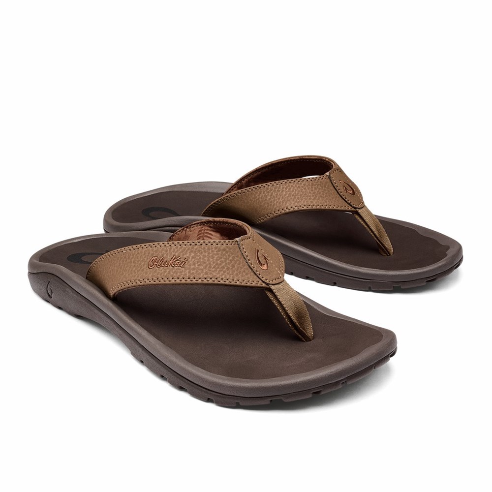 Brown / Dark OluKai ‘Ohana Men's Sandals | 82365-MCSY