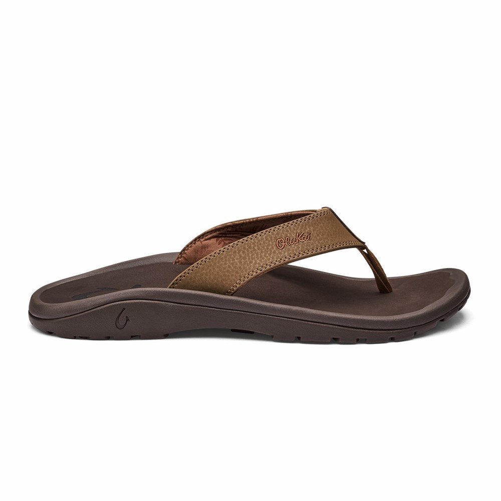 Brown / Dark OluKai ‘Ohana Men\'s Sandals | 82365-MCSY