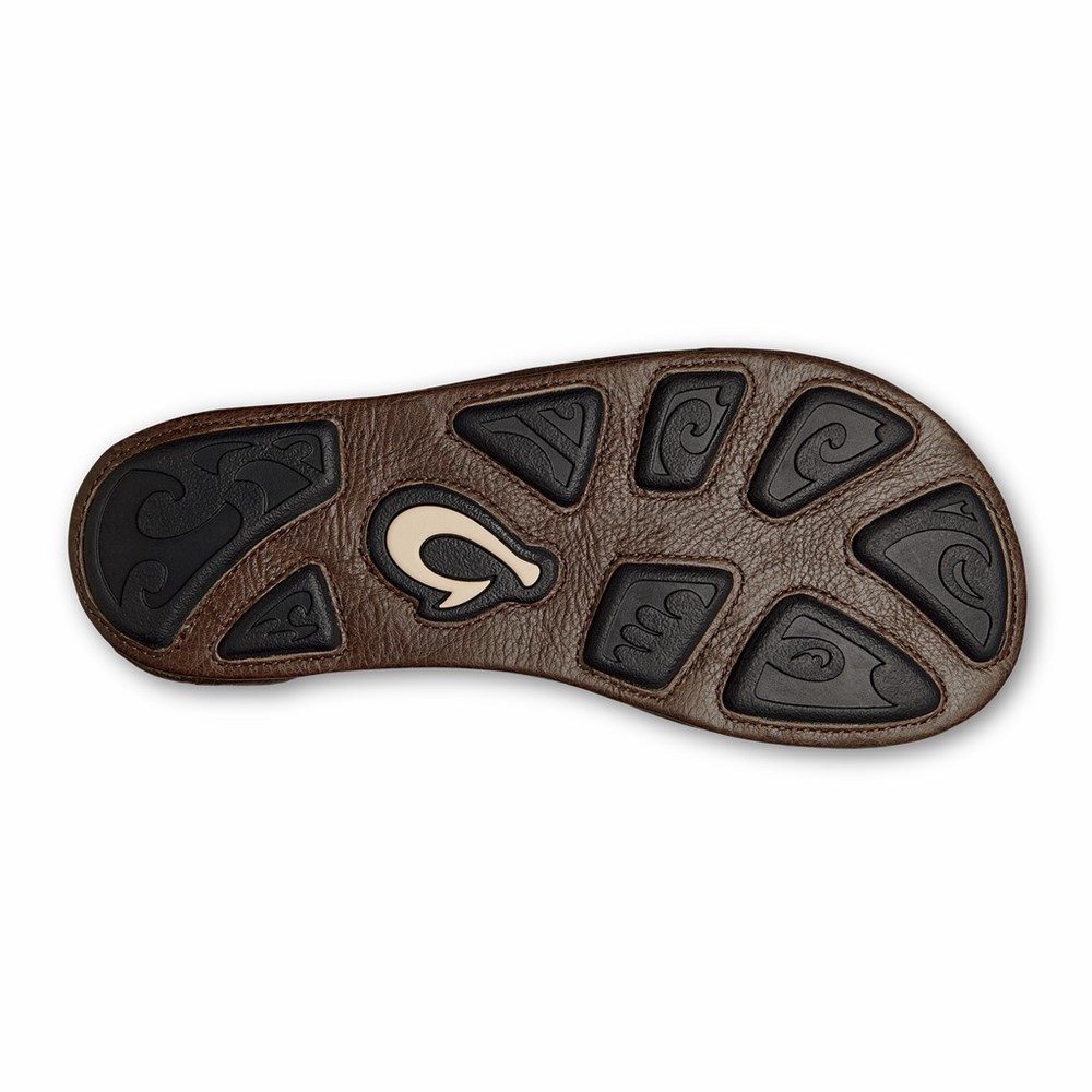 Brown OluKai Hiapo Men's Sandals | 57439-ZJME