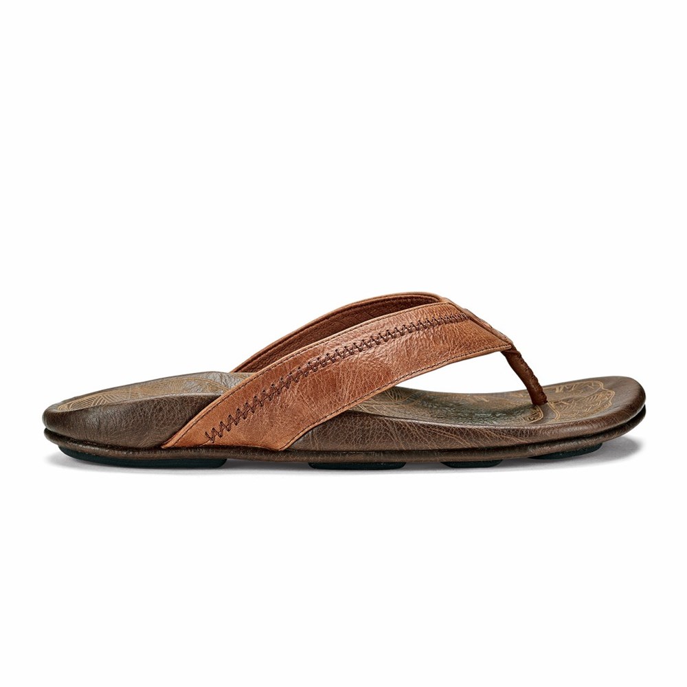 Brown OluKai Hiapo Men\'s Sandals | 57439-ZJME