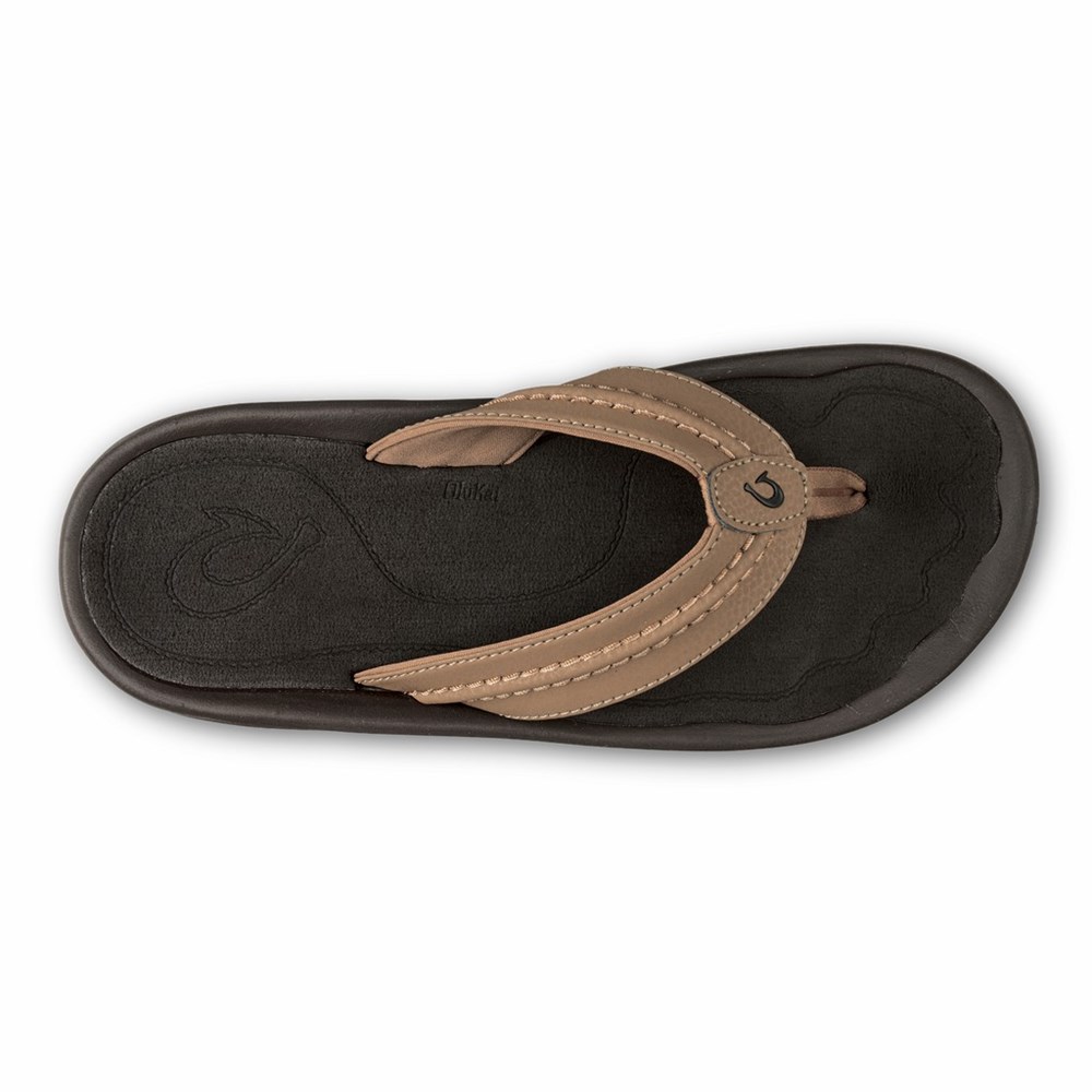 Brown OluKai Hokua Men's Sandals | 34297-WGNJ