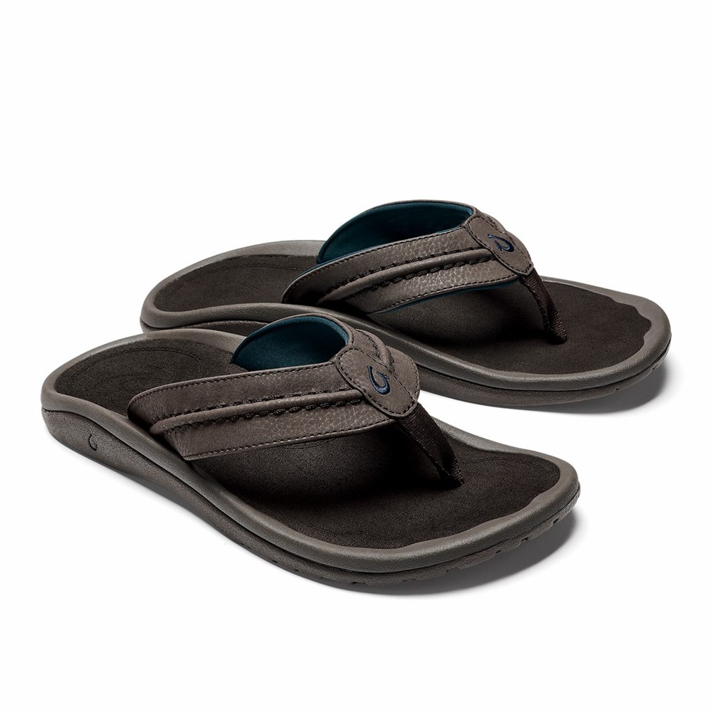 Brown OluKai Hokua Men's Sandals | 57689-QNKV