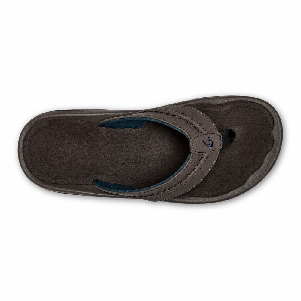 Brown OluKai Hokua Men's Sandals | 57689-QNKV