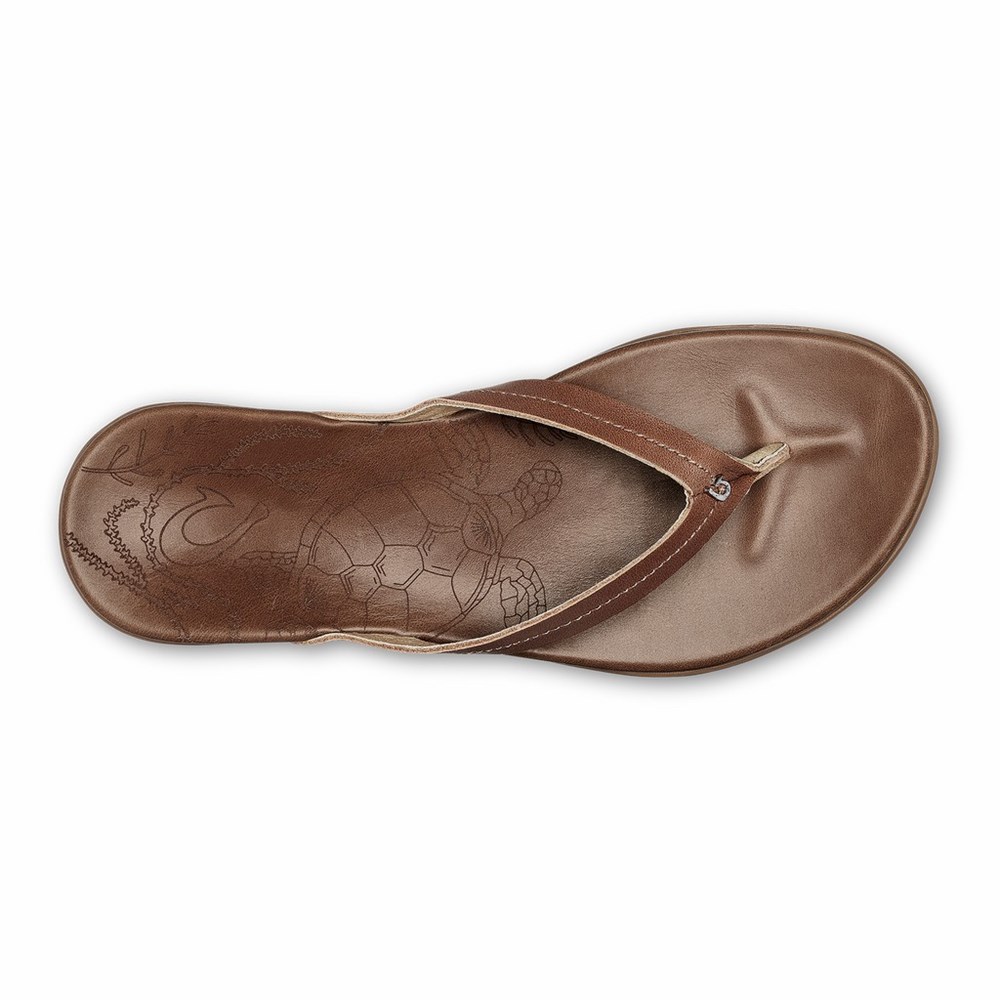 Brown OluKai Honu Women's Sandals | 51720-AIRJ