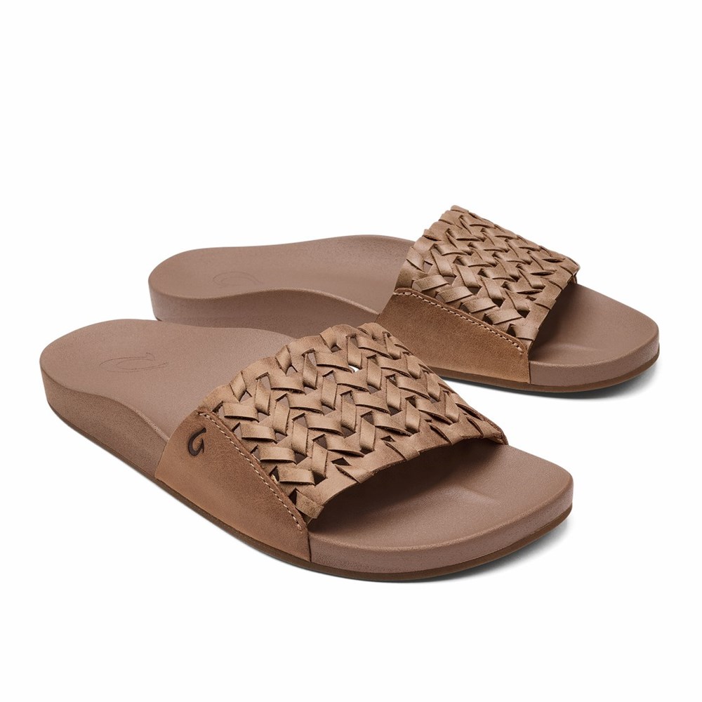 Brown OluKai Kāmola Women's Sandals | 25873-DLJK