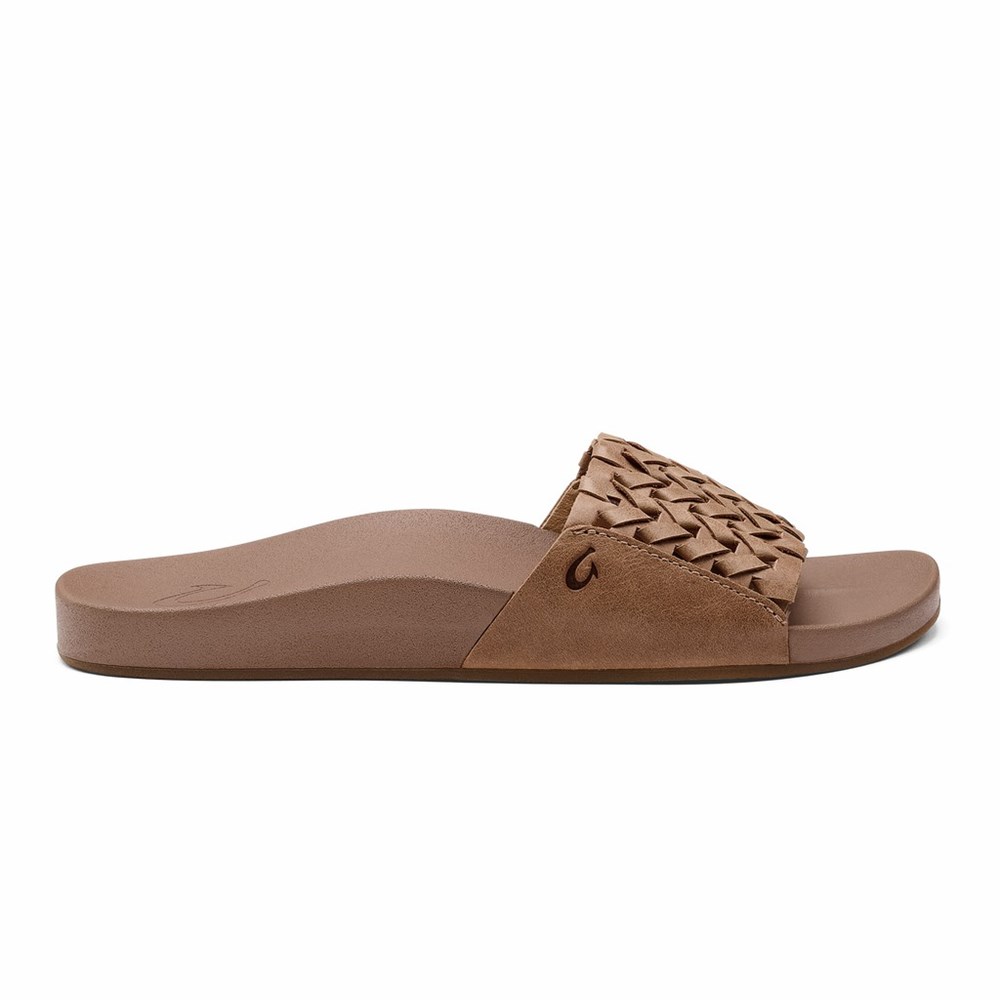 Brown OluKai Kāmola Women\'s Sandals | 25873-DLJK