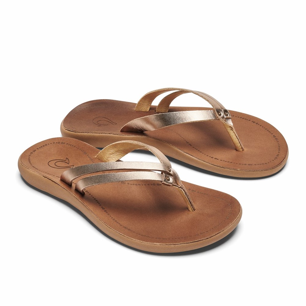 Brown OluKai Kāpehe Luana Women's Sandals | 41062-HGSR