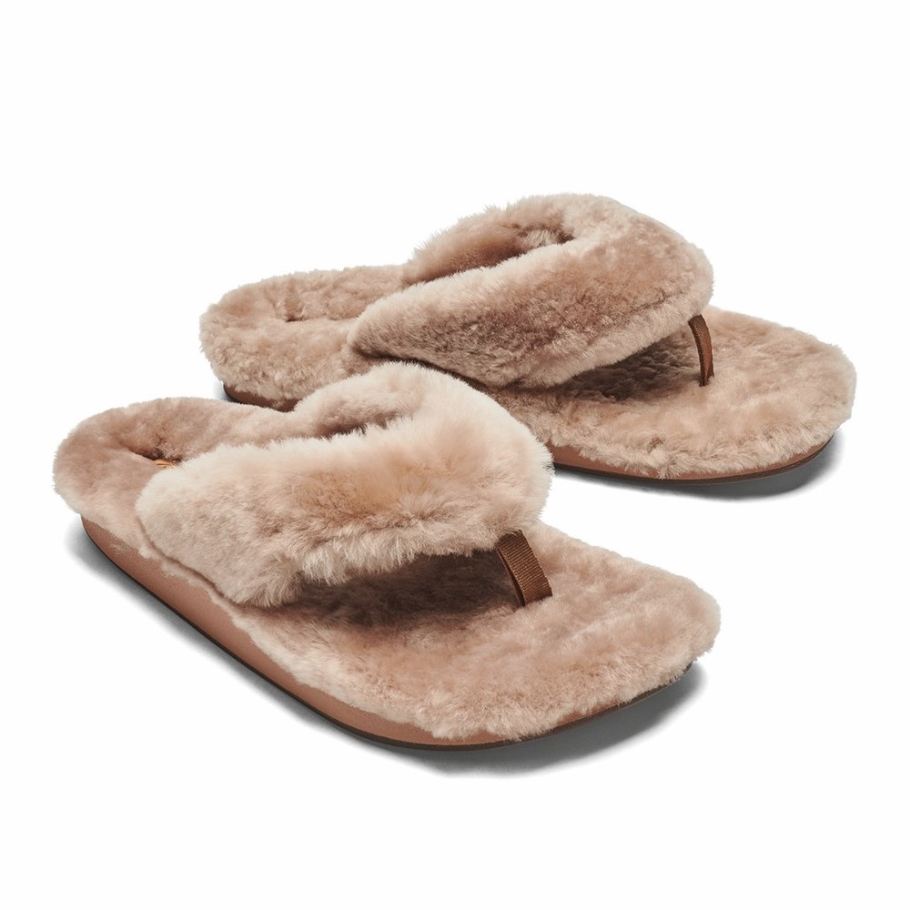 Brown OluKai Kīpe'a Heu Women's Slippers | 31458-PYSN