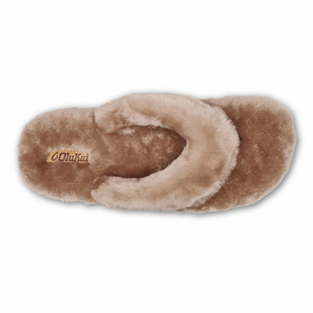 Brown OluKai Kīpe'a Heu Women's Slippers | 31458-PYSN