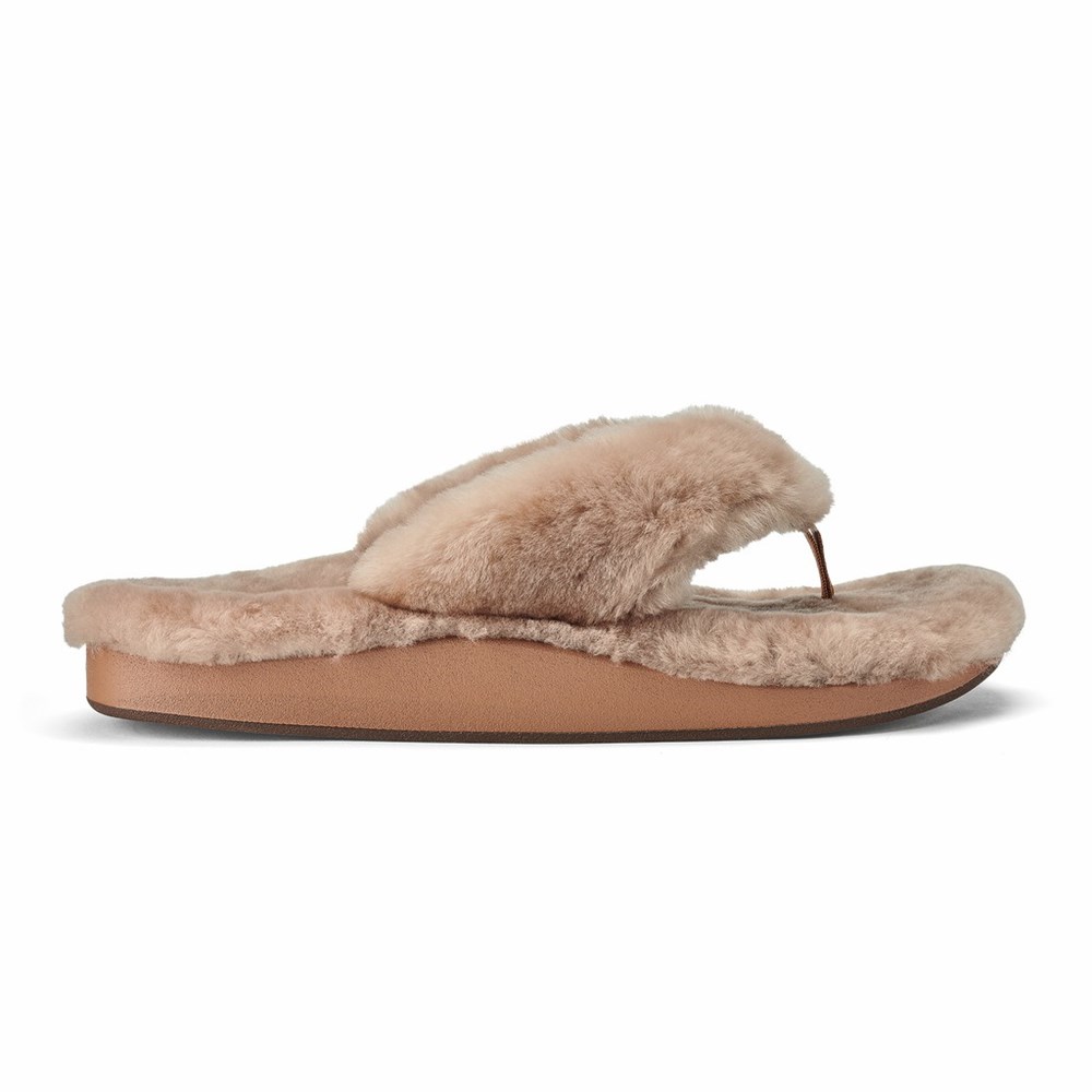 Brown OluKai Kīpe\'a Heu Women\'s Slippers | 31458-PYSN