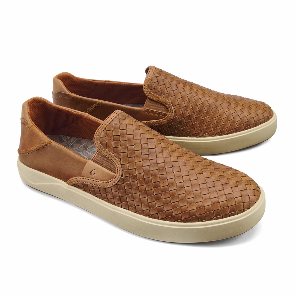 Brown OluKai Lae‘ahi Lauhala Men's Sneakers | 19547-JWRH