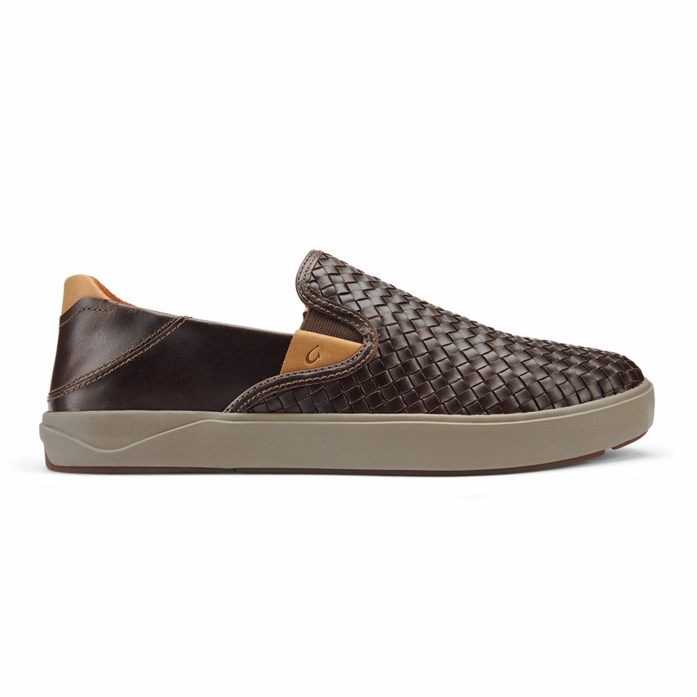 Brown OluKai Lae‘ahi Lauhala Men\'s Sneakers | 29514-PDWE