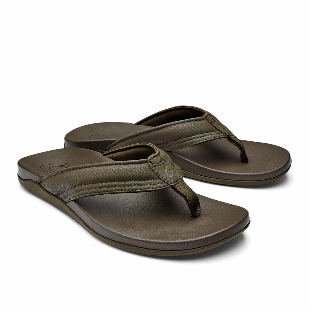 Brown OluKai Maha Men's Sandals | 87502-HKEW